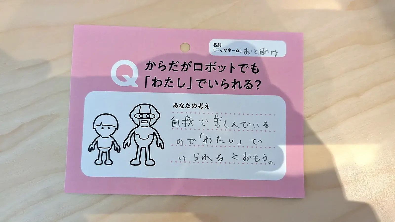 「からだがロボットでも『わたし』でいられる?」という問いに答えた、おとぼけの来場者カード